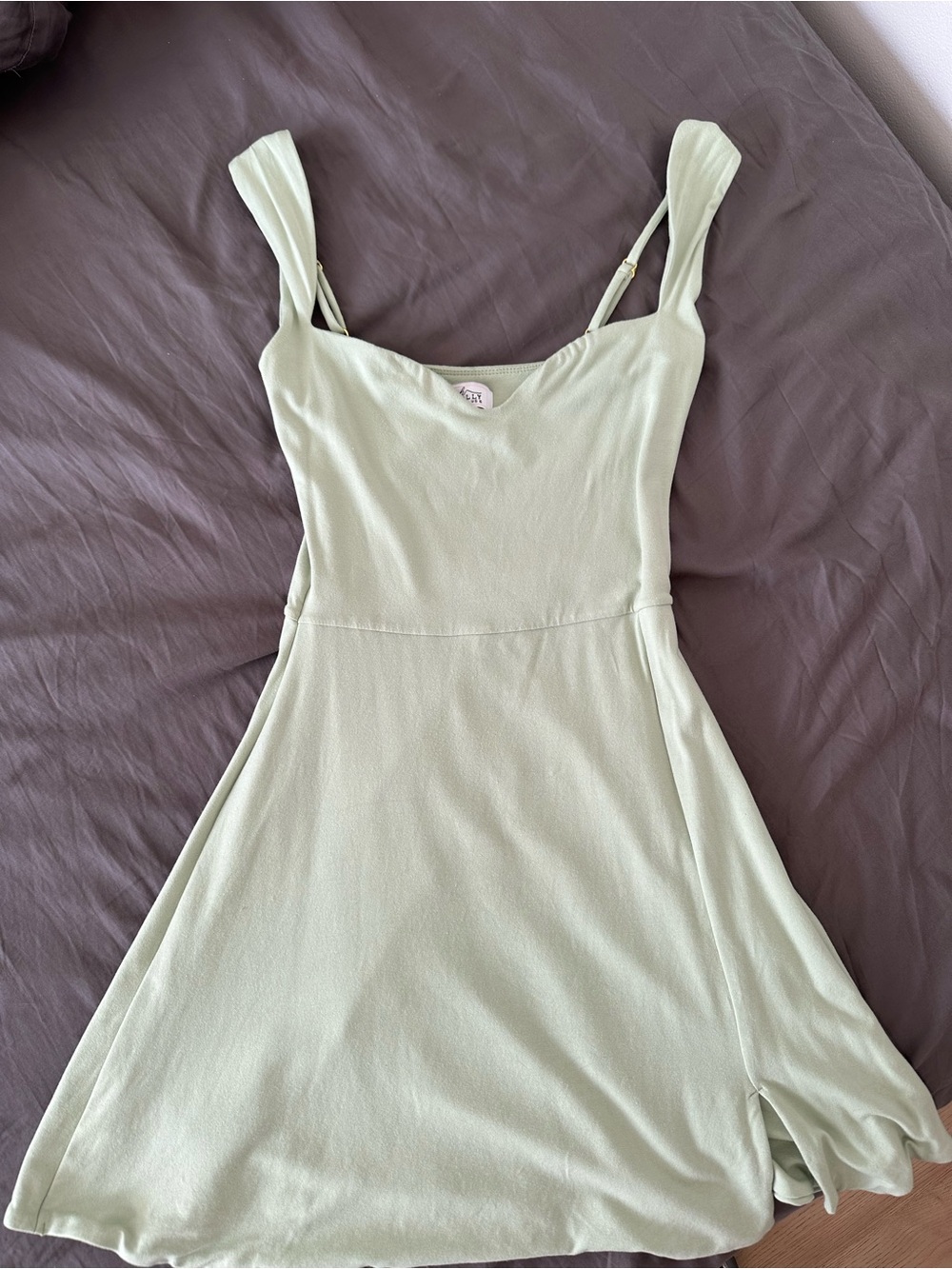(FIT US4) Oh Polly Sweetheart Neckline (Jolie) Mini Dress in Sage Green